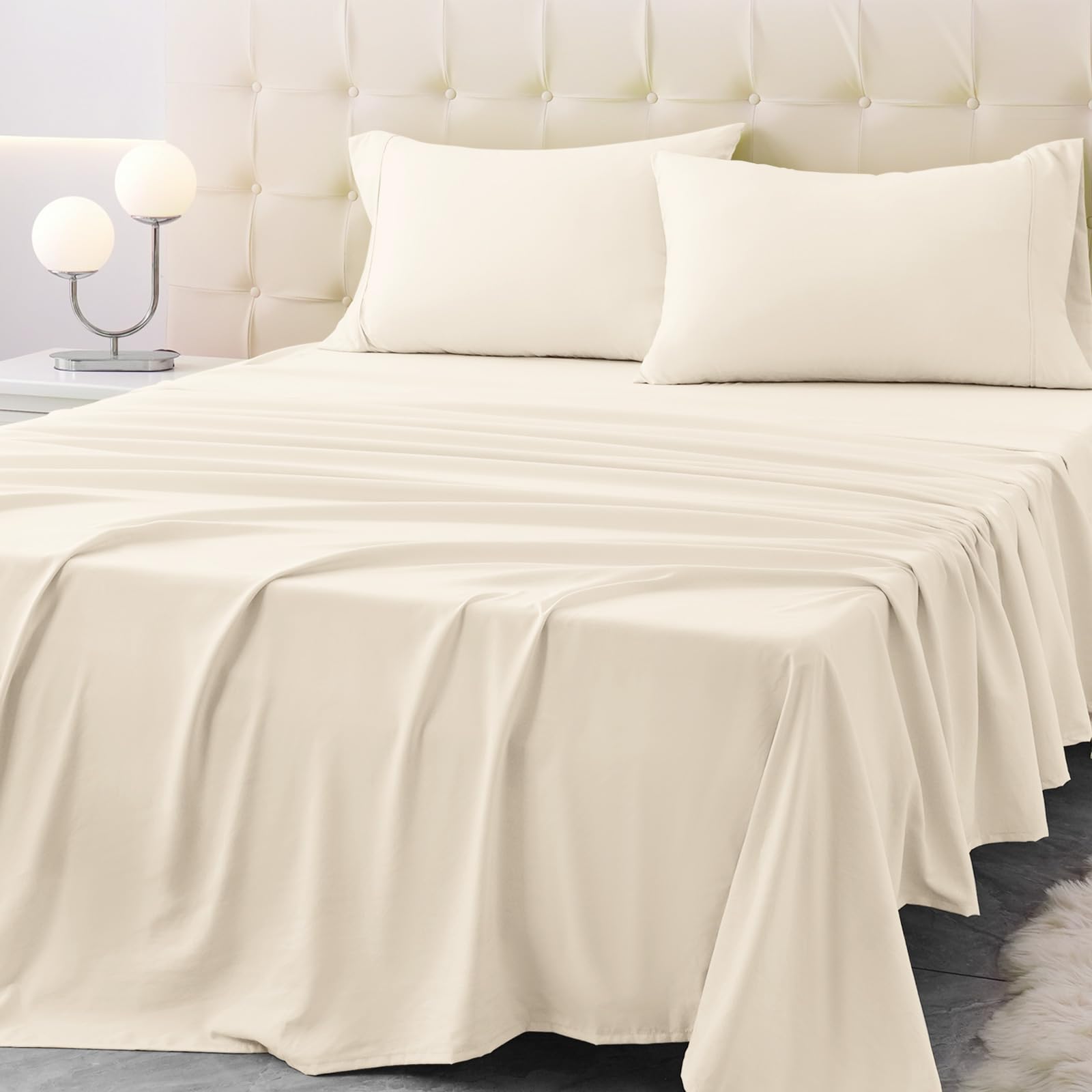 Photo 1 of *MINOR DAMAGE - USED*
Homilay Queen Size Bed Sheet Set - 4 Piece Soft Microfiber Sheets with Deep Pockets, Cooling Technology, and Wrinkle-Free Pillowcase. Hotel-Quality, Durable Bedding, Cream