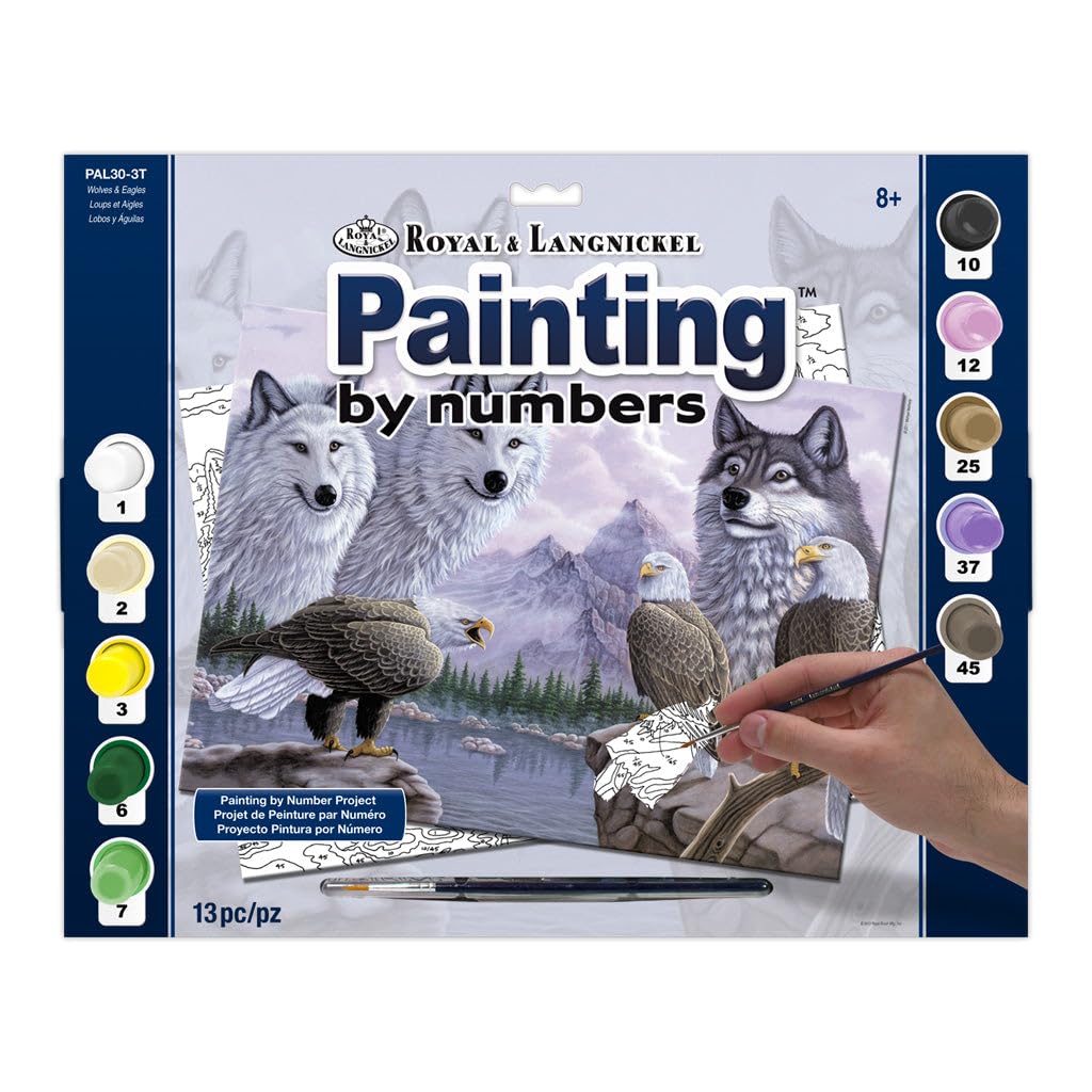 Royal & Langnickel 11 x 15 inch Wolves Pre-Printed Paint by Number Painting Set