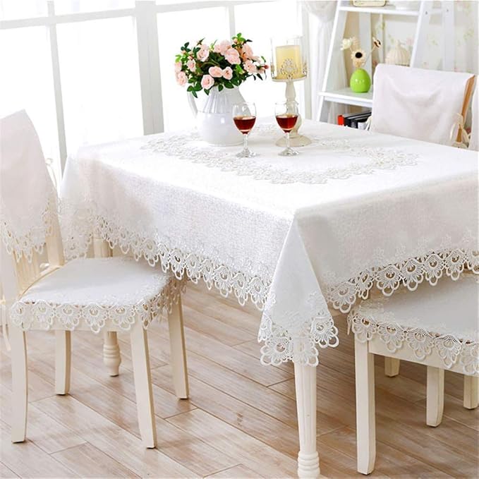 Buy MONKDECOR Cut Work Designer Plain Lace 8 Seater Dining Table Cover