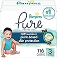 Pampers Baby Diapers - Pure Protection - Size 3, 116 Count, for up to 100% Leakproof, Premium Plant-based Skin Protection