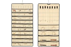 Kamuavni Travel Foldable Jewelry Roll Storage Case Jewelry Bags Travelling Accessory Organizer Double Sided with 40 Pockets 8