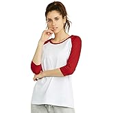 Cottonbell Women's Baseball Quarter Sleeve Tee Shirt