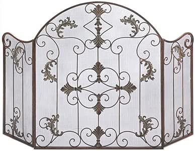 LCA Salvachispas Chimeneas Pantalla De Chimenea, 3 Panel De Hierro