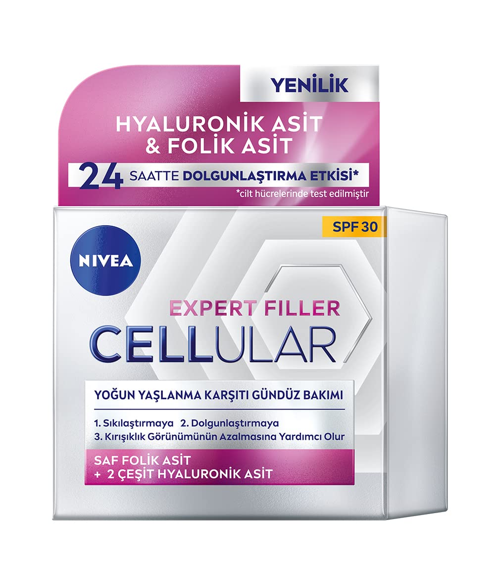 NIVEA Cellular Expert Filler Highly Effective Anti-Age Day Cream (50 ml), Extra Firming Day Cream with Filling Effect, Plumping Anti-Wrinkle Cream with SPF 30