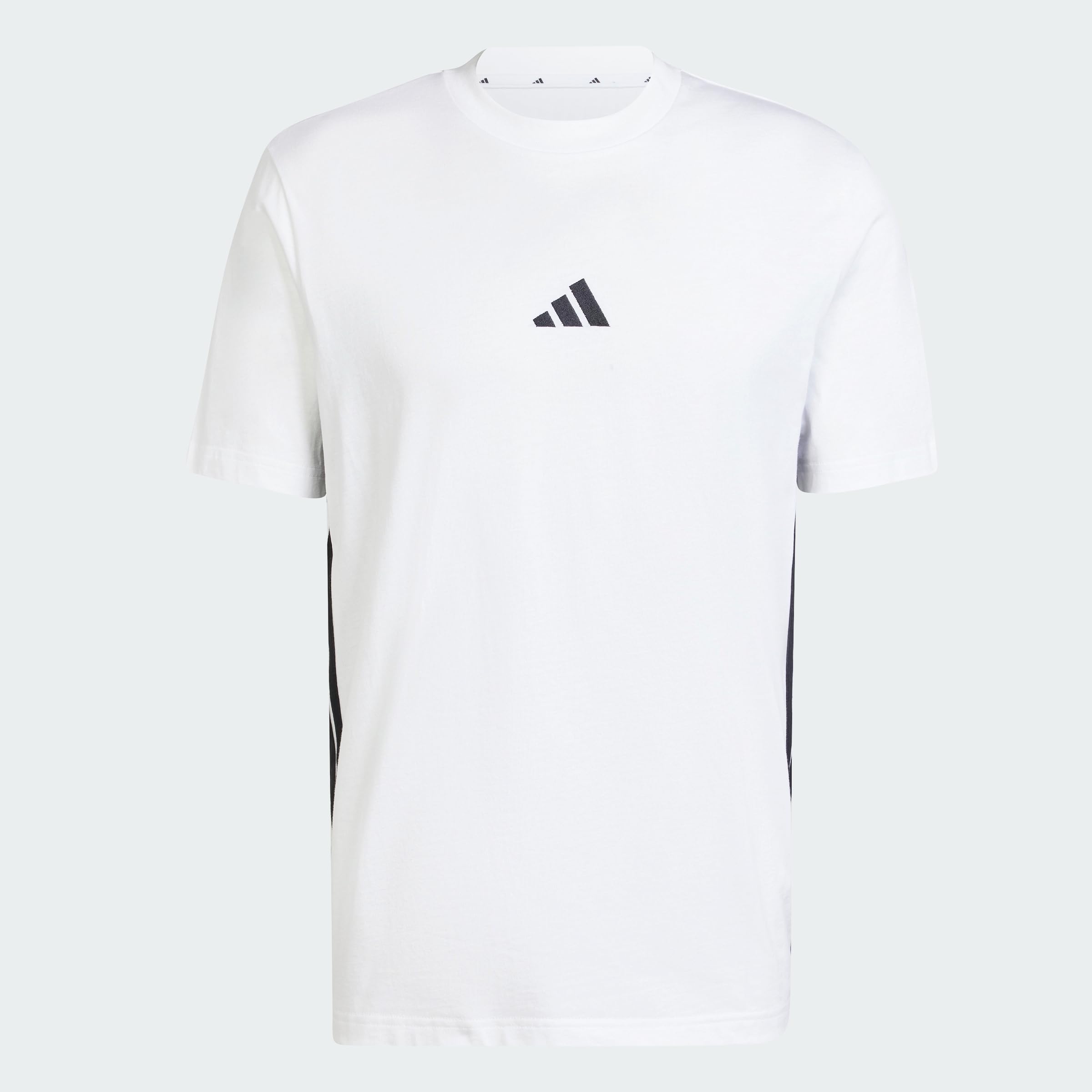 Adidas Men's Essential Three Stripes Single Jersey Tee, White/Black, XL 6