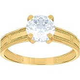 Jewels By Lux 10kt Yellow Gold Womens Cubic-Zirconia Anniversary Wedding Bridal Engagement Ring
