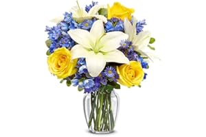 From You Flowers - Rosy Sunshine with Glass Vase | Fresh Flower Bouquets for Birthday, Anniversary, Get Well or Celebration