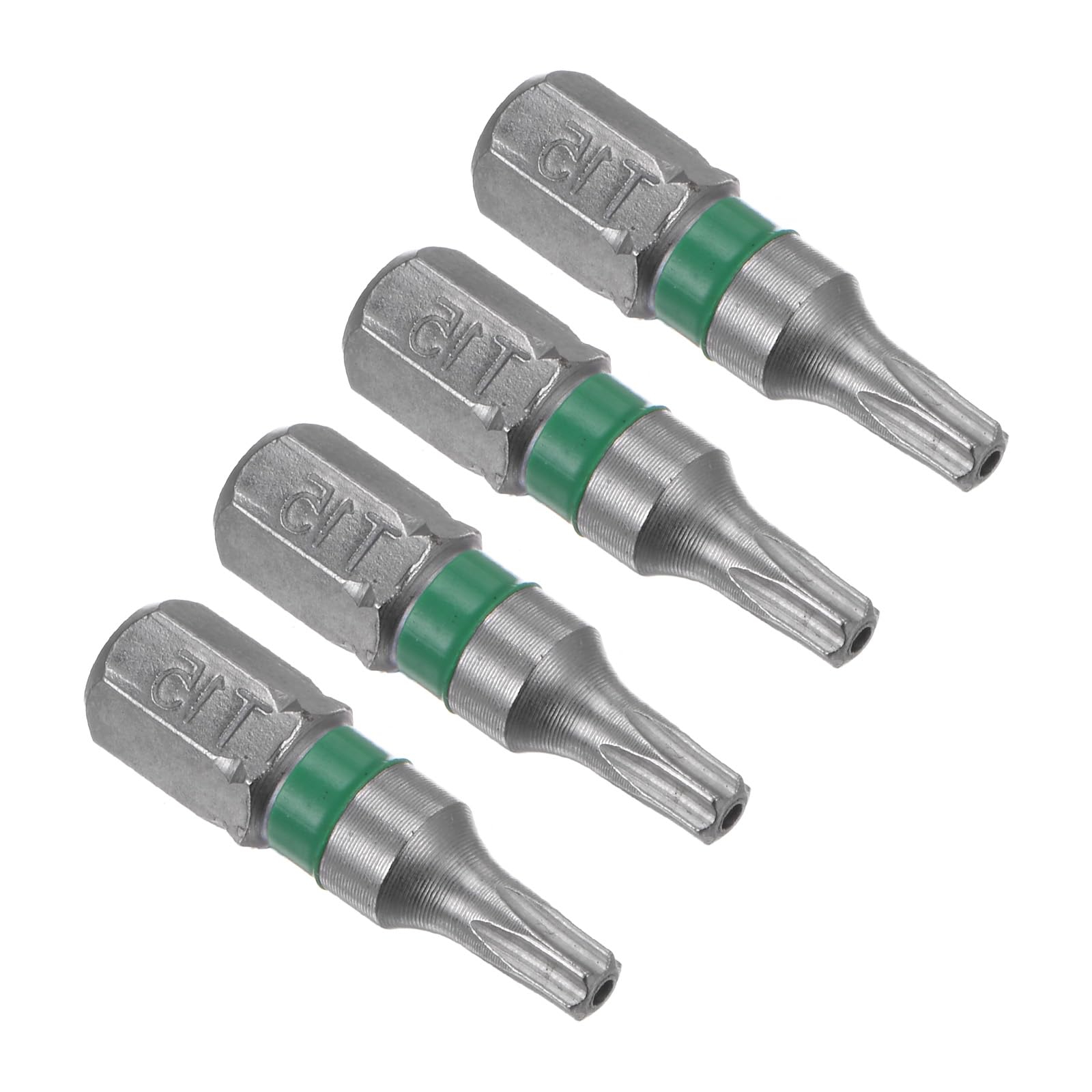 CoCud Magnetic Torx Screwdriver Bit, T15 25mm Length 1/4" Hex Shank, S2 Steel Star 6 Point Drill Driver Tamper Proof - (Applications: for Auto Repair), 4-Pieces