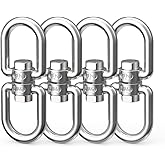 Double Eye Swivel, 304 Stainless Steel Eye to Eye Swivel Ring Dismounting Ring Connector Hardware Double Ended Swivel Hooks Carabiner Swivel Tree Swing Shackle Suspension (M5-4PCS)