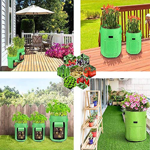 YUKING Potato Grow Bags 2 Pack 10 Gallon Aeration Fabric Pots, Potatoes Growing Containers with Handles, Plants Planting Bag Planter for Garden,Vegetables, Etc(Green)