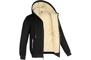 Kolongvangie Men's Fleece Jackets Sherpa Lined Sweatshirt Zip Up Hoodie Warm Coat Brushed Winter Jacket