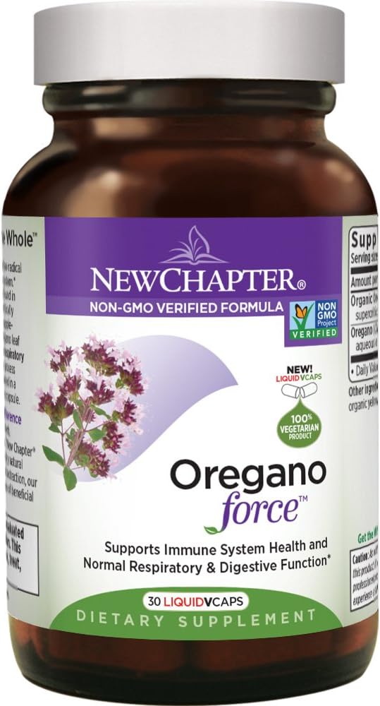 New Chapter Oregano Force for Immune Support with Supercritical Organic Oregano + Non-GMO Ingredients - 30 ct Vegetarian Capsules: Health & Personal Care