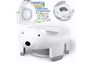 Bunwag 2 In 1 Portable Potty Seat, Travel Potty Seat for Toddlers with Safety Locks, Complete with Training Charts, Storage Bag and Liner Bags, 12 Months+(1 Pack)