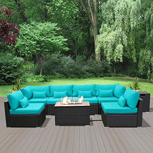 Modenzi Patio Furniture Outdoor Sectional with Propane Fire Pit Table