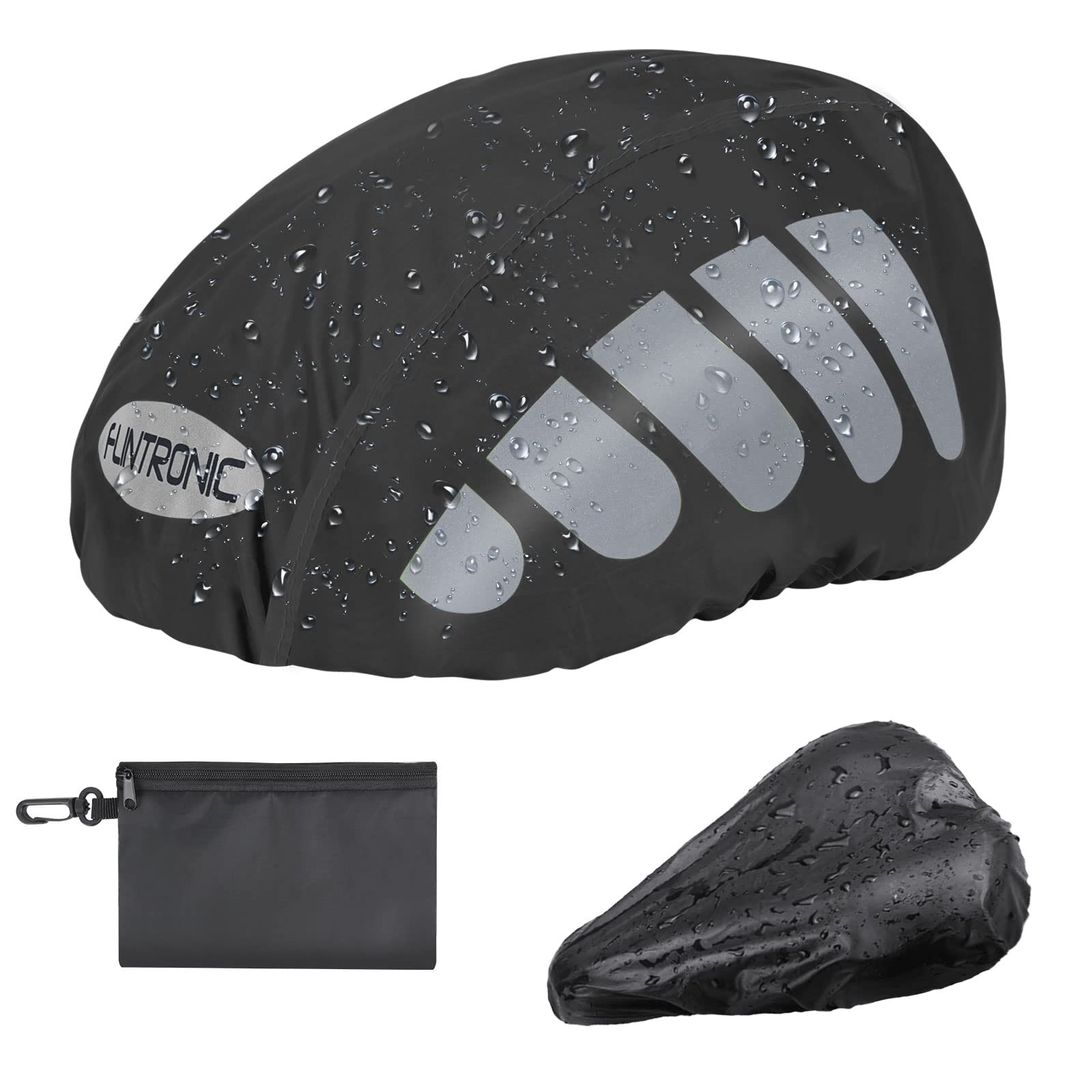 flintronic BTR Helmet Cover Bike Seat Cover, Waterproof Helmet Rain Cover Bike Saddle Cover, High Visibility Bike Helmet Cover with Reflective Strip for Driving