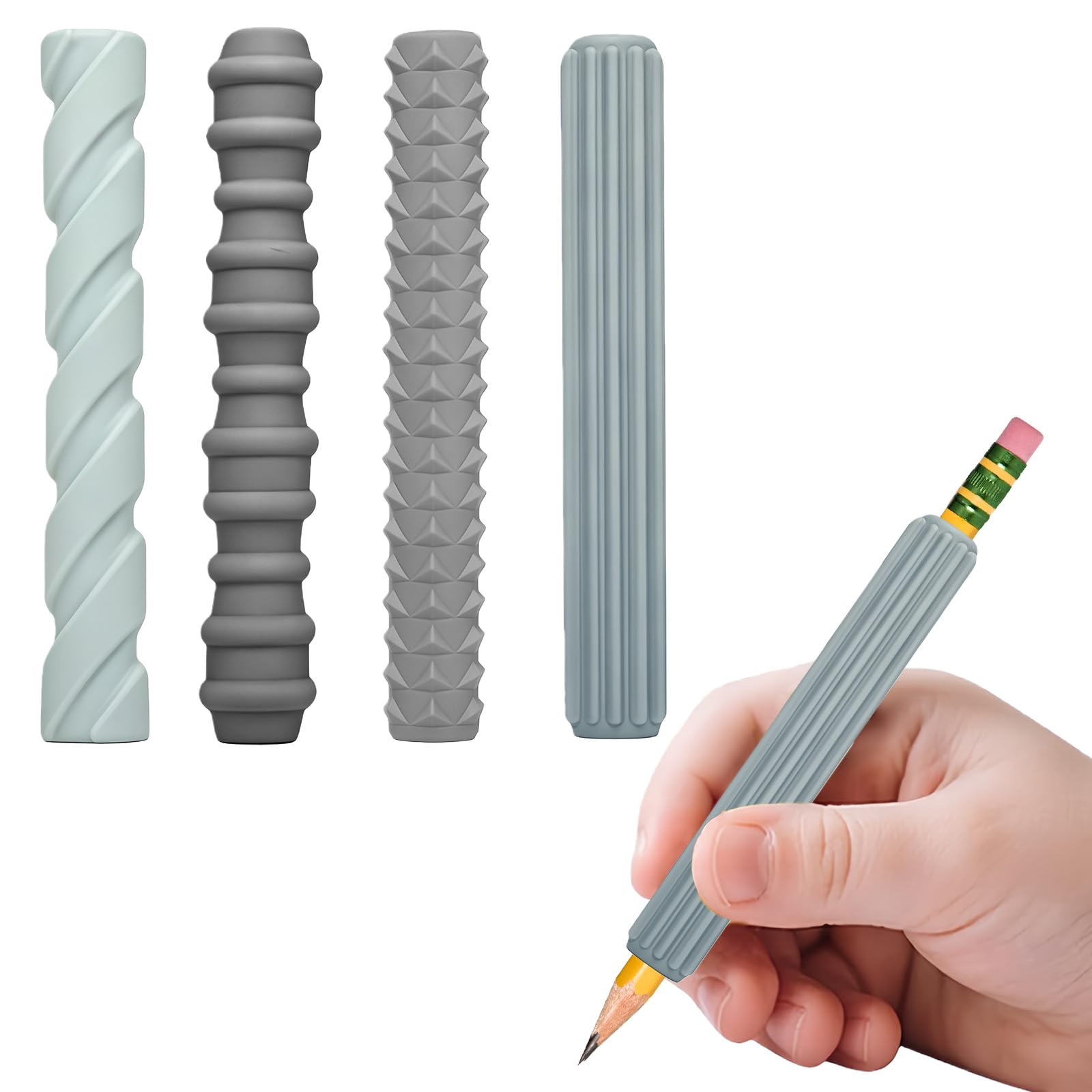 AWSOLAR 4Pcs Silicone Chew Pencil Toppers, Random Colour Sensory Chews Pencil Toppers for Kids Oral Motor Special Needs, Autism, ADHD
