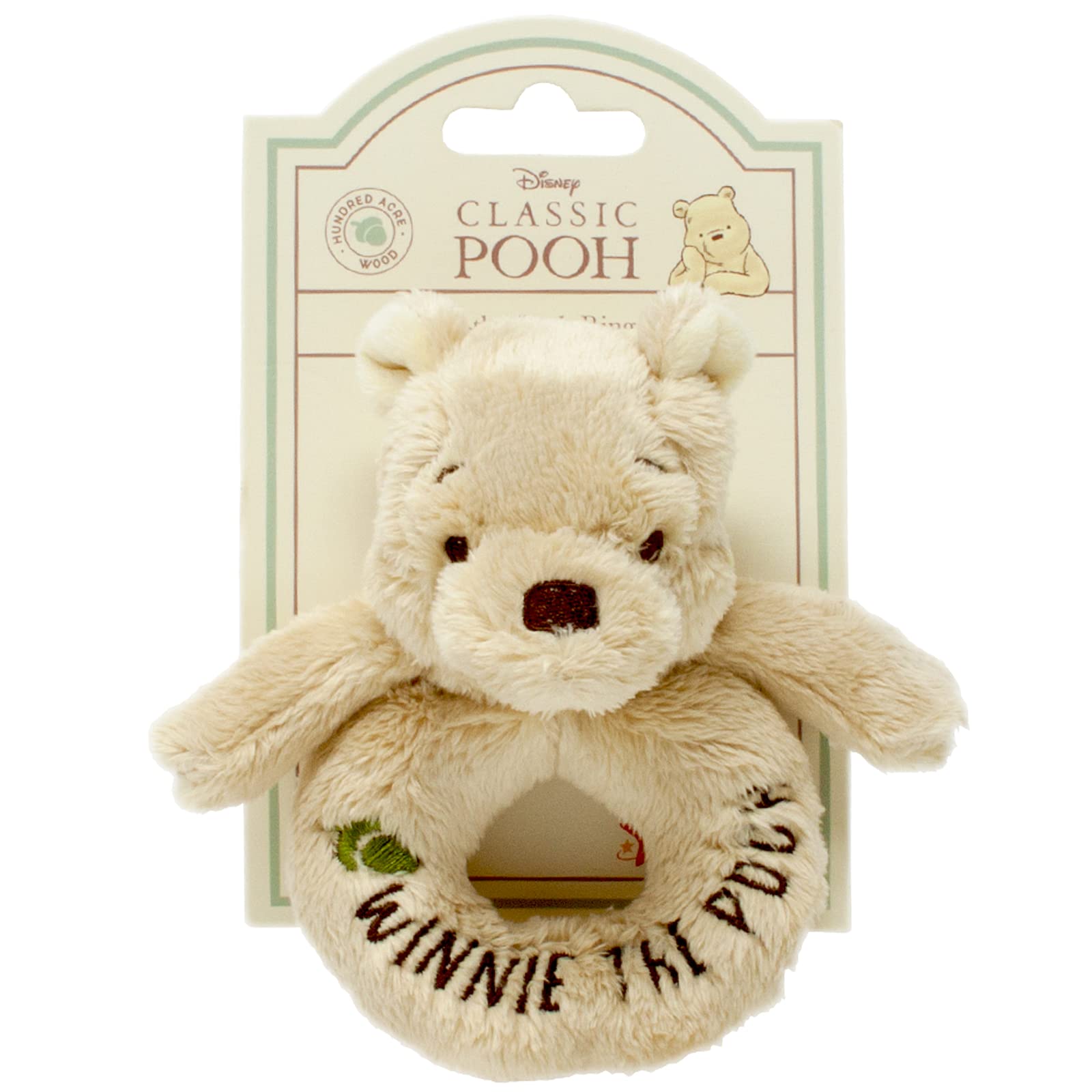 Official Disney Winnie The Pooh Rattle - Soft Pooh Bear Baby Toy by Rainbow Designs