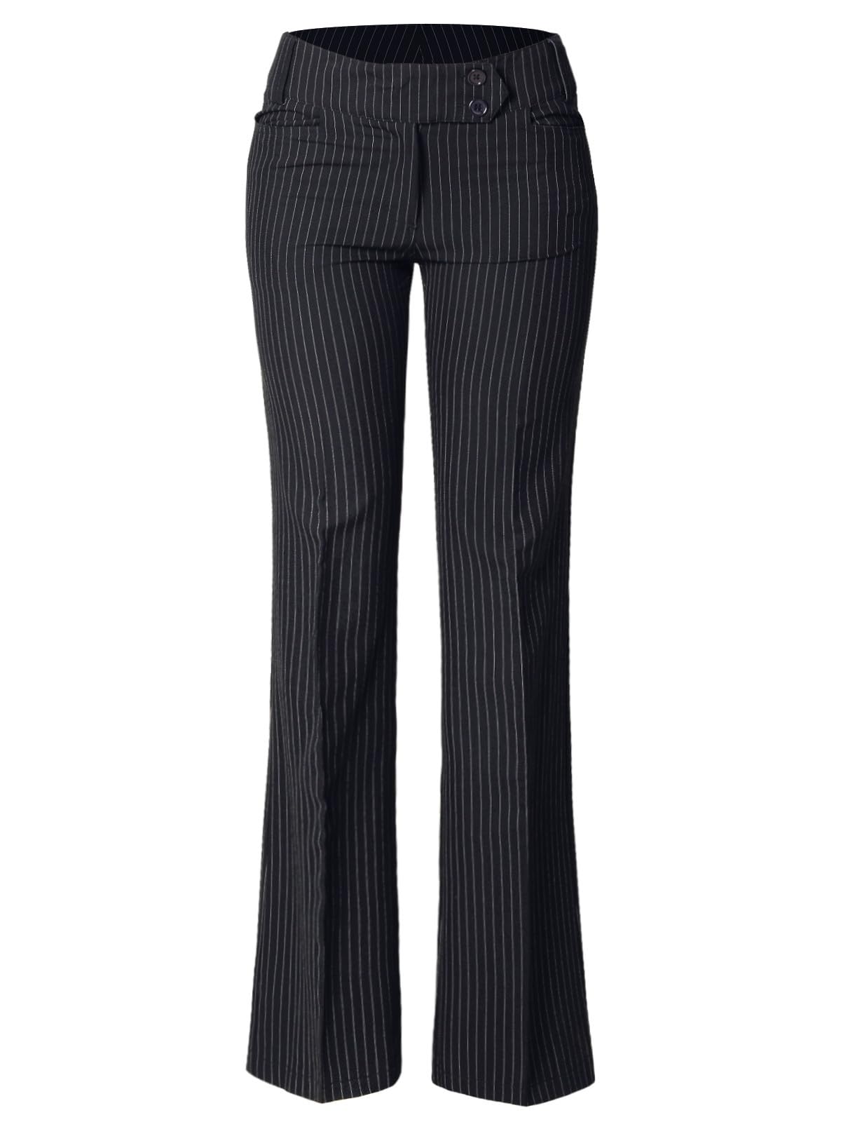 Photo 1 of Design by Olivia Women's Striped Print Boot-Cut Office Dress Pants Trousers Slacks Stripe Navy L