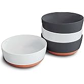 Mora Ceramic Flat Bowls Set of 4-25 oz- For Soup, Salad, Rice, Cereal, Breakfast, Dinner, Serving, Oatmeal, etc - Microwave, Dishwasher and Oven Safe Bowl for Eating and Kitchen- Vanilla & Charcoal