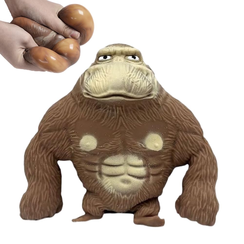 Monkey Decompression Toy,Cute Gorilla Stress Toy,Anti-Anxiety Fun Toys,Anti-Stress Animals Toys For Party Favors,Creative Gifts, Witnesses Of Friendship, Simple And Easy To Use,14+ (brown)