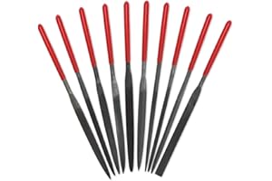 KALIM 10Pcs 6.3 inches Needle File Set Hardened Alloy Strength Steel Files, 150-Grit, Suitable for Metal, Wood, Plastic, Jewelry, Model, etc. (4mm x 160mm)