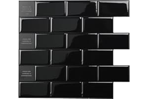 Smart Tiles Peel and Stick backsplash tiles, Subway Black, 10 Wall Panels (10,95"x9,7") for Kitchen Backsplash & Bathroom Van