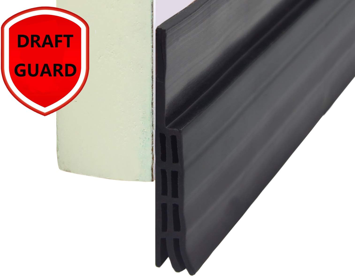 VITAM AMO Door Sweep Draft Stopper Door Weather Stripping No Tools Requried Triple-Fin Silicone 39 Inch Length Easy Cut to Size