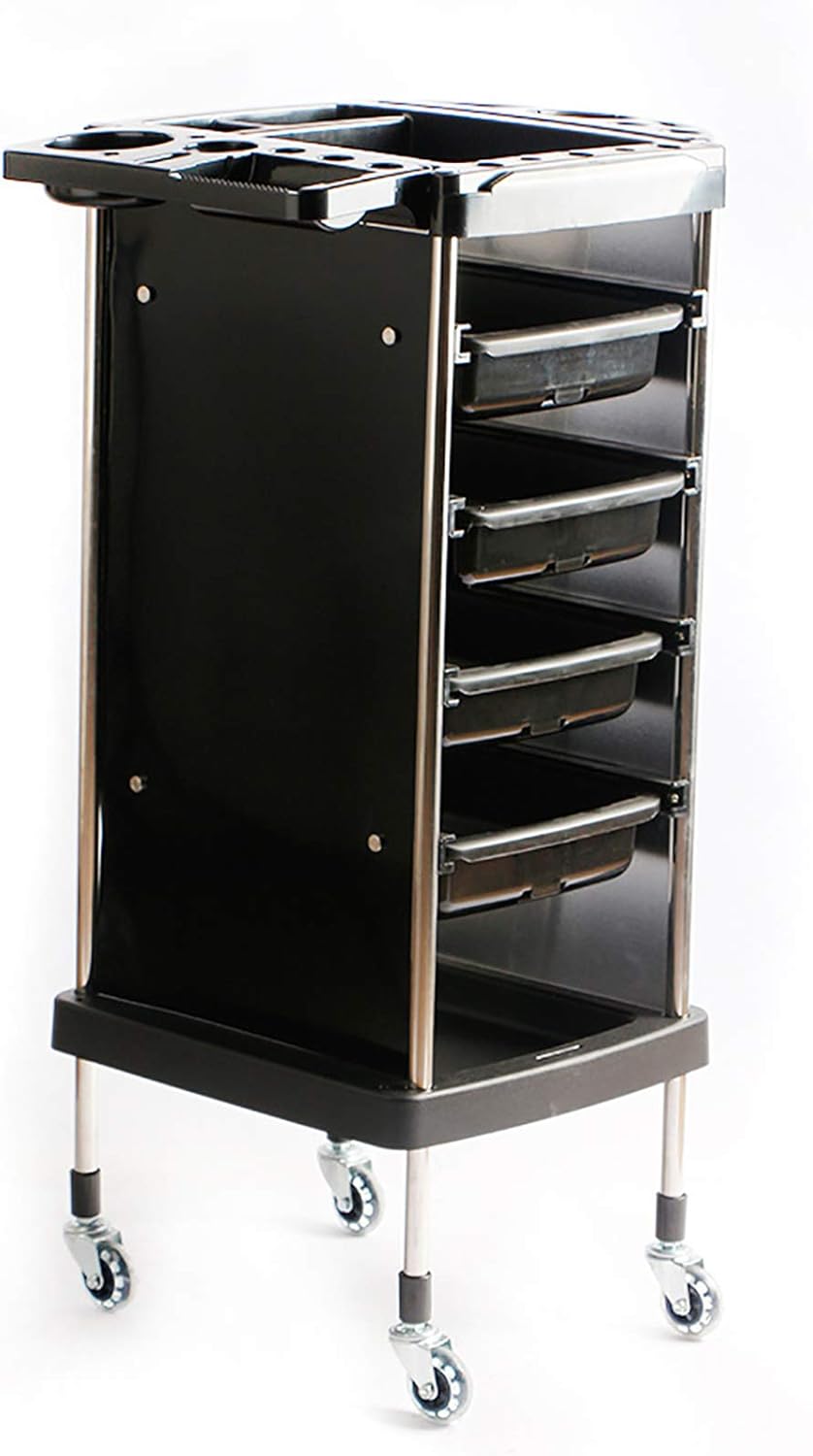 LJJ Rolling Cart with 4 Wide Drawers and Tool Holder Barber Storage Organizer Utility Cart for Spa Hairdresser Shop: Home & Kitchen