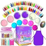Unicorn Slime Kit for Girls DIY crystal fluffy floam glitter slime bonus Slime Apron accessories
