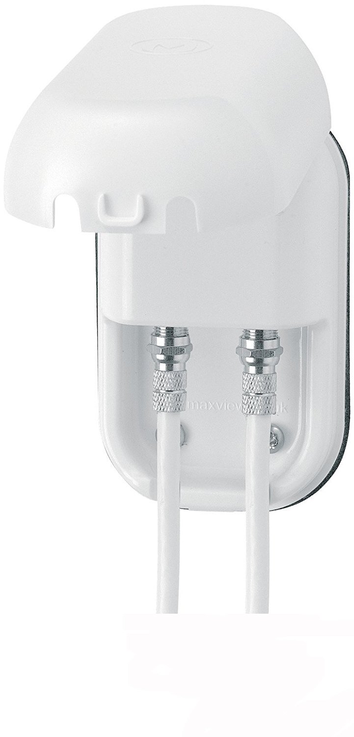 Maxview B2007 Twin Weatherproof Outdoor Socket with Twin F Connections - White