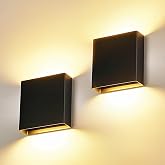 LUXLUCIO 2 Pack Indoor Outdoor Black Up and Down LED Wall Light, Modern Bedroom/Porch Wall Lamp, IP65 Waterproof, 5%-100% Dimmable 18W 1620lm, 5CCT (2700K-5000K), CRI 90+, 120V-277V