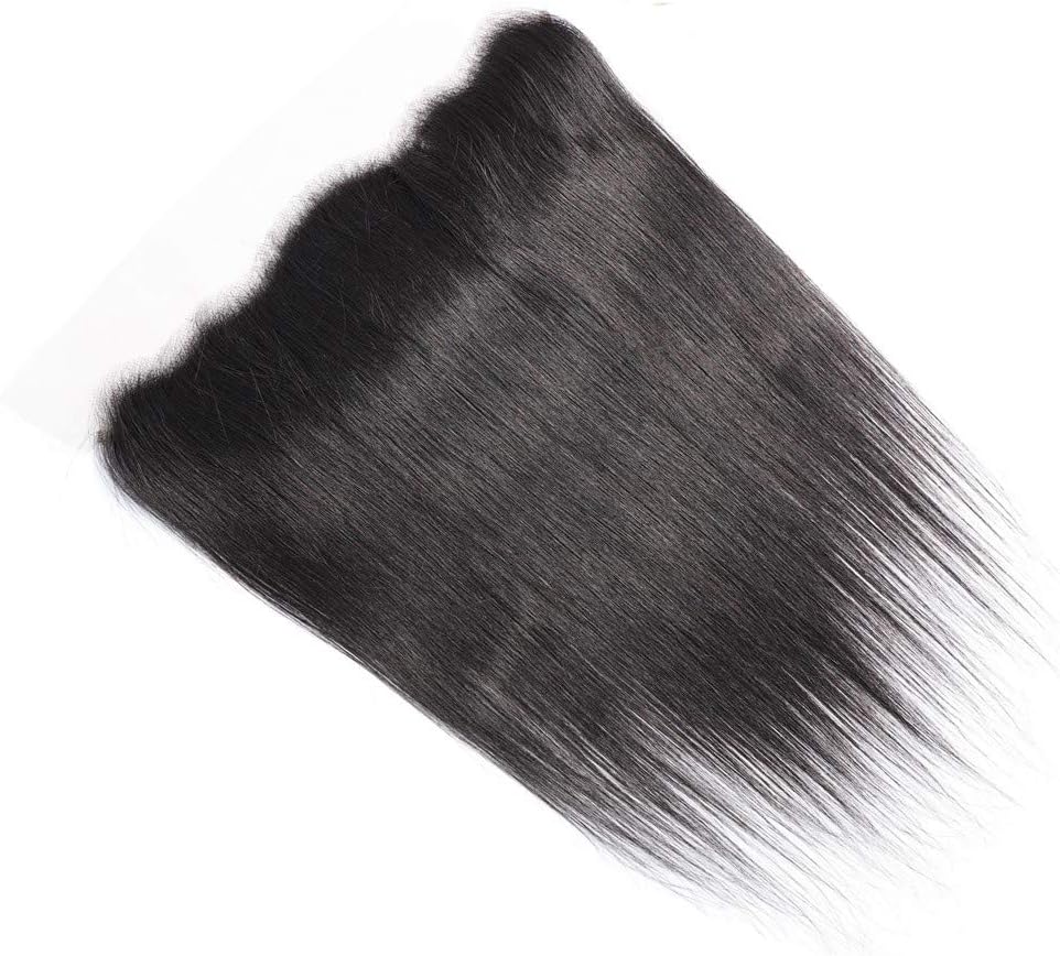 Brazilian Straight Hair 13x4 Full Lace Frontal Ear To Ear Free Part 100% Unprocessed Remy Human Hair Lace Frontal With Baby Hair Natural Color Knots Can Be Bleached (8 Inch)