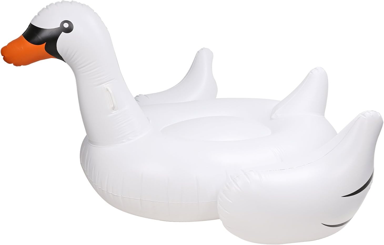HeySplash Giant Inflatable Swimming Pool Float Swan Ride On Pool Raft Floating Lounger Seat Boat with Handles For Kids & Adults - White
