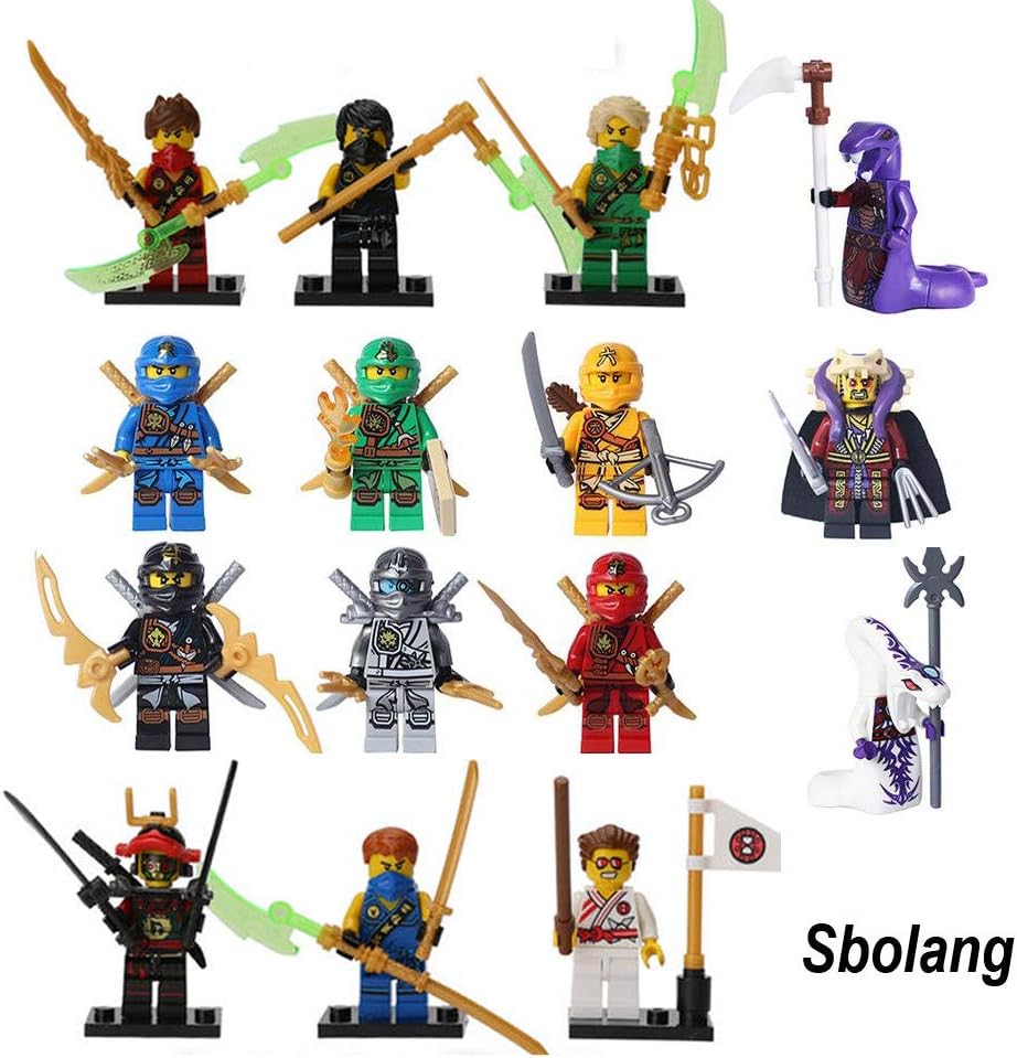 Sbolang Ninja Minifigures Set of 15,Ninjago Minifigures Building Blocks Toys