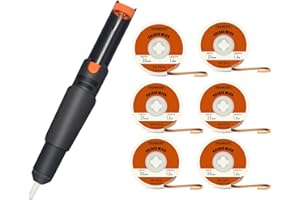 TOWOT Solder Wick & Desoldering Pump, 6 PCS Different Desoldering Wick & Solder Sucker-Desoldering Vacuum Pump Solder Remover