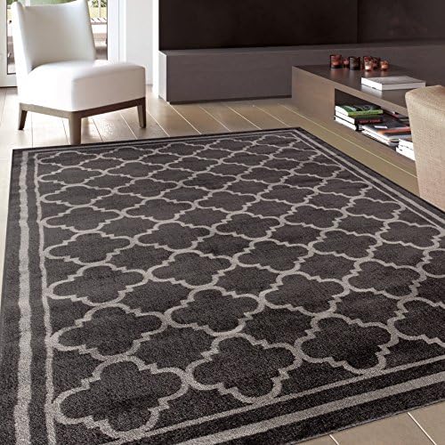 Rug Decor Trellis Contemporary Modern Design Area Rug, 2' by 3', Dark Grey