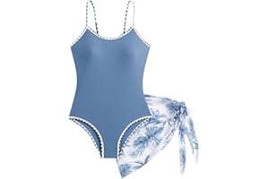 LIKCAISA Girls Swimsuit with Skirts Adjustable Straps Contrast Trim One Piece Swimwear Kids Bathing Suits Teen Swimming Suit