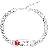 Uloveido Custom Medical ID Stainless Steel Curb Link Chain Bracelet for Men and Women – Personalized Engraved Emergency Alert Health Information Jewelry