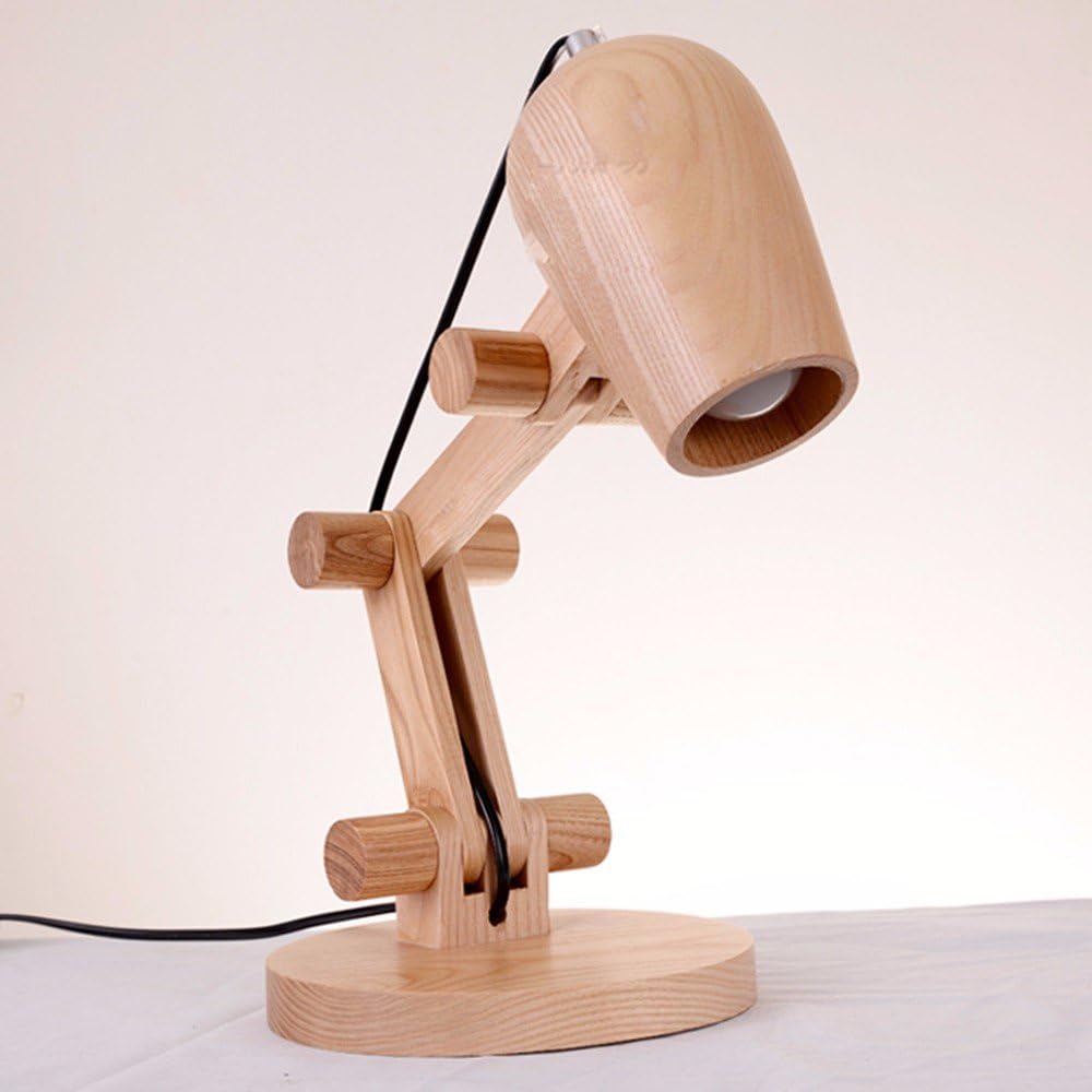 Sjqka European Style Bedroom Table Lamps Modern Wooden Lamps Solid Wood Bedroom Ideas Vintage Wood Oak Folding Desk Lamp Paragraph B Amazon Co Uk Lighting