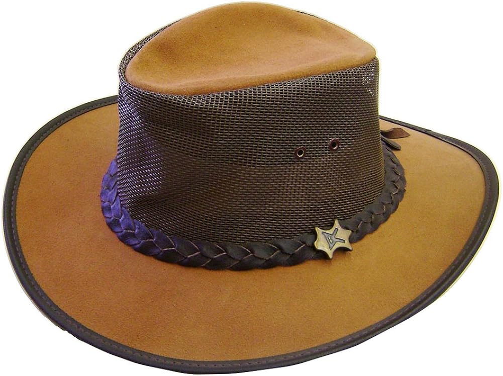 Modestone Crushable BC Hat Australian Leather/Mesh Drover Cowboy Hat