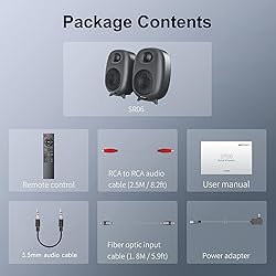 BESTISAN Bookshelf Speakers, 60 Watt Powered Studio