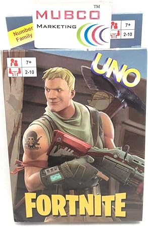 Mubco UNO Cartoon Characters Card Game | 2-10 Players | 108 Cards | Ages 7+ (Fortnite)