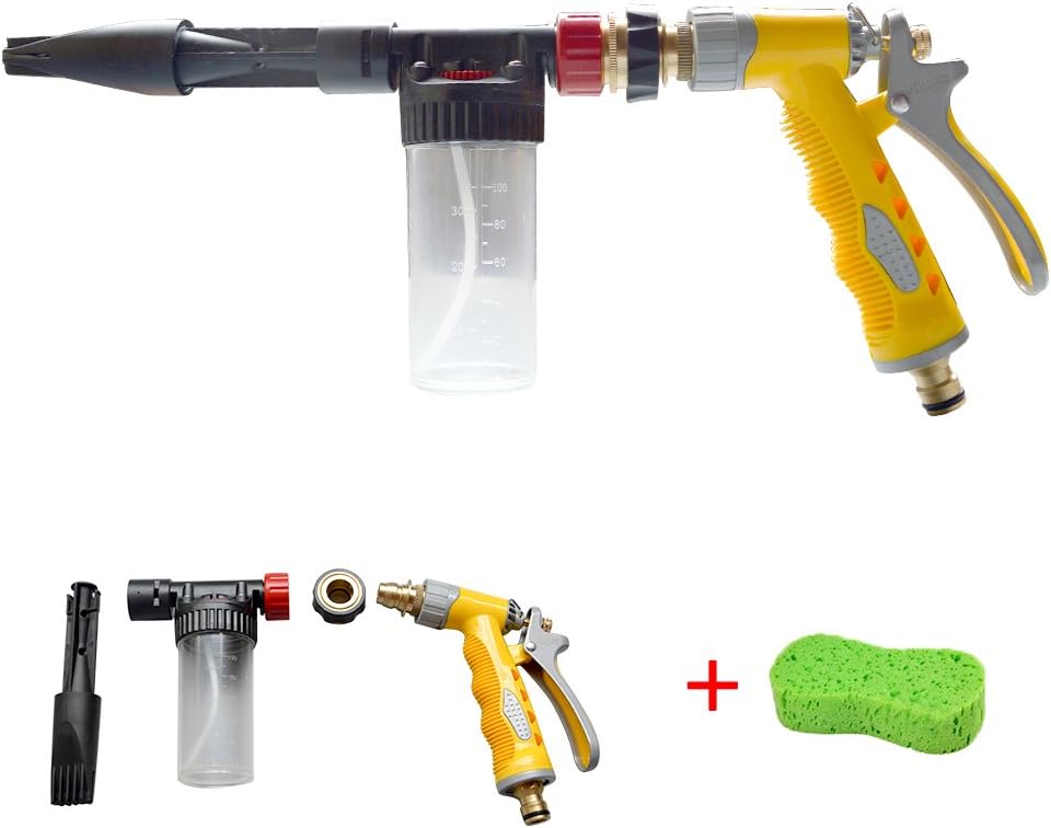 PGMARO Multi Function Car Cleaning Gun High Pressure Washing Gun for Car Truck Boat Motorcycle and House Cleaning Flower Watering Yellow