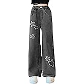 Joe Wenko Girls’ Wide Leg Jeans Elastic Waist Soft Denim Pants Baggy Loose Fit 4-14 Years
