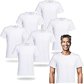 METFUIN Polyester Adult T-Shirts for Sublimation, 6 Pack, White, Crew Neck, Short Sleeve