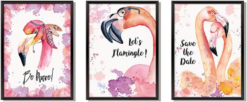 Pink Triplical Triplex Flamingo vinyl Wall Sticker Decal for Home Living Room Bedroom Kitchen Decor 35cm x 45cm Like Frame Pictures