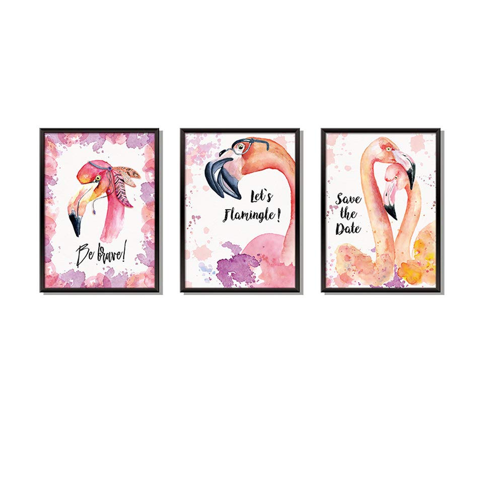 Pink Triplical Triplex Flamingo vinyl Wall Sticker Decal for Home Living Room Bedroom Kitchen Decor 35cm x 45cm Like Frame Pictures