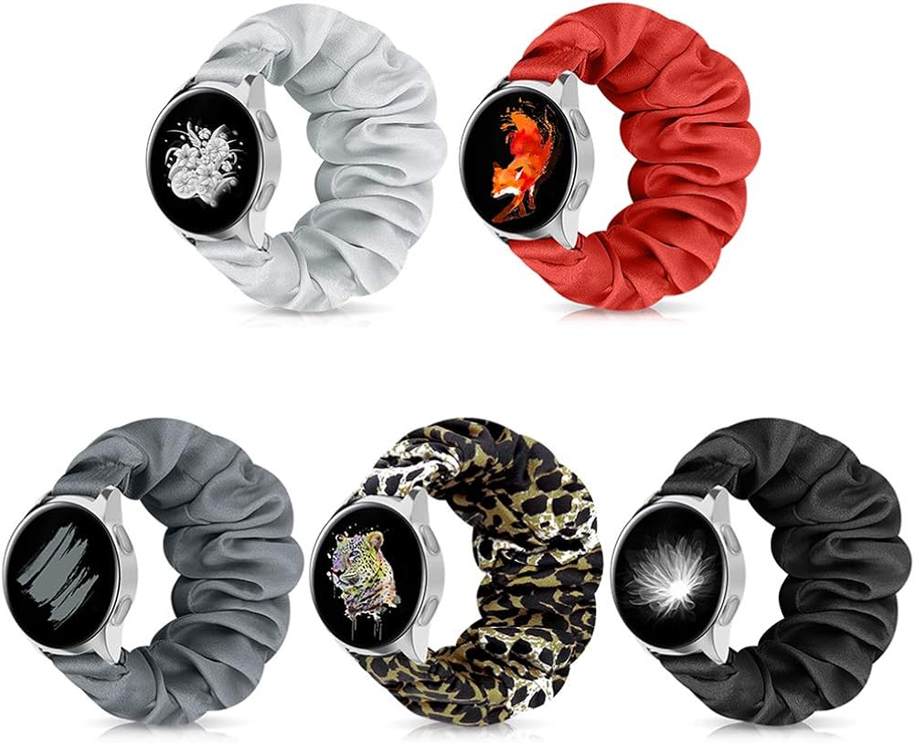 20mm Floral Pattern Watch Band, Elastic Scrunchie Watch Band for Women