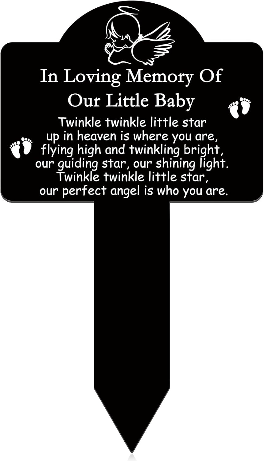 Decorative Garden Stakes - Memorial Stakes Cemetery Grave Plaque Stake Markers Memorial Plaques for Outdoors Sympathy Garden Stake Acrylic Grave Stake Waterproof Garden Grave Decorations for Cemetery Outdoors Yard (Baby)