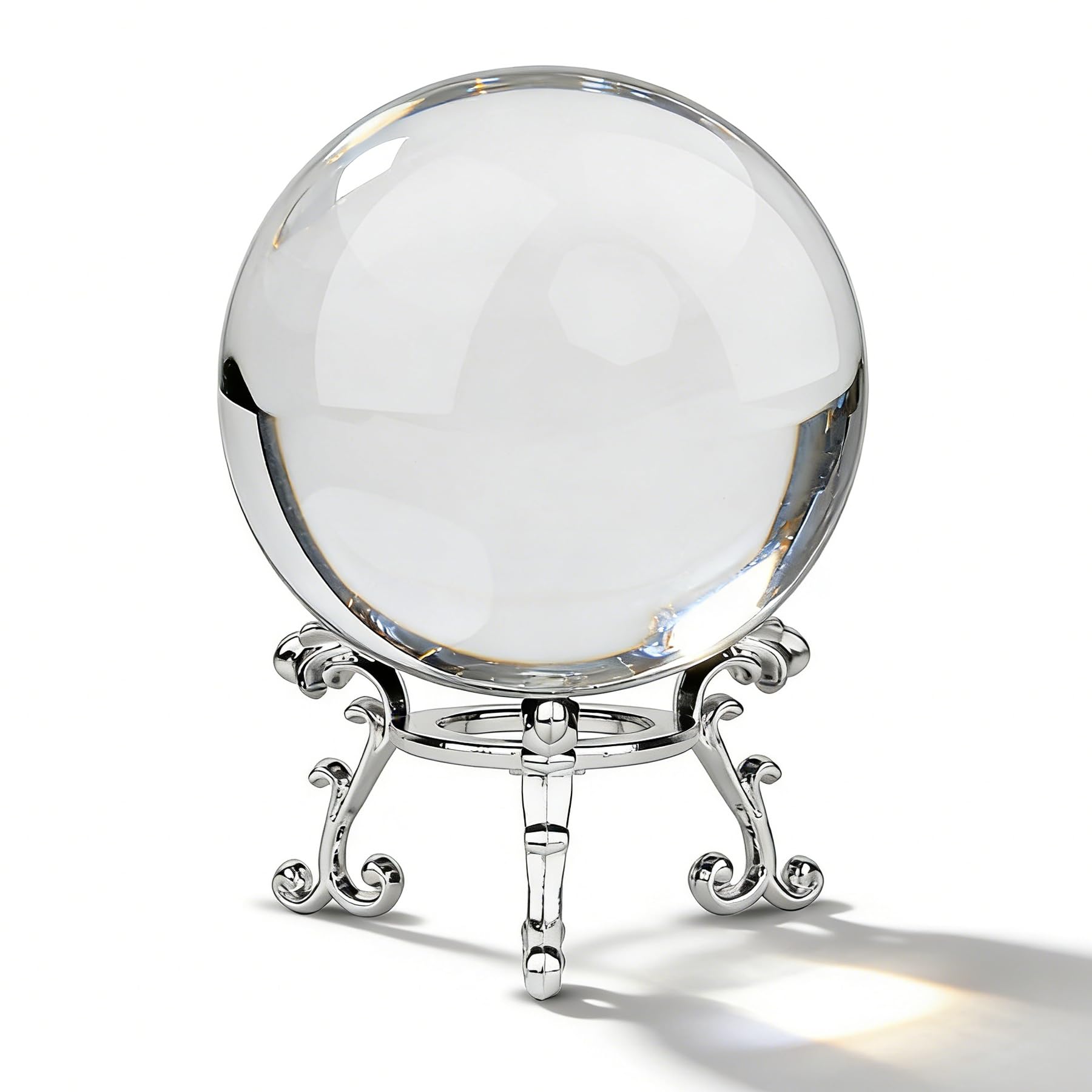MerryNine 80mm/3.15" Photograph K9 Crystal Ball with Stylish Metallic Stand, Decorative and Photography Accessory (Transparent)
